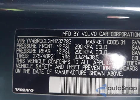 2021 Volvo Xc90 Recharge Plug-In Hybrid T8 Inscription 7 Passenger from USA, damaged, VIN YV4BR0CL2M1737783